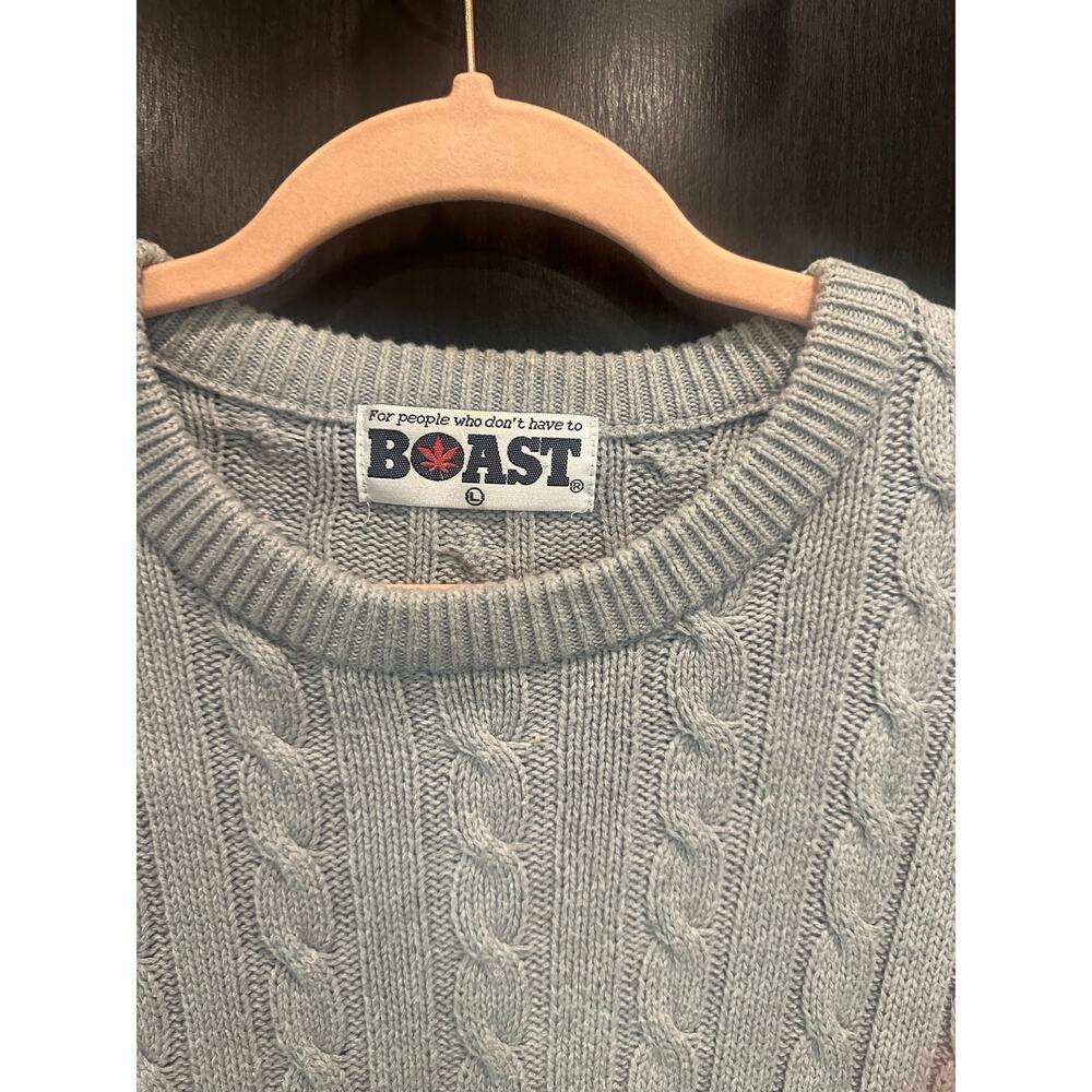 Vintage Gray Cotton Classic Coastal Fisherman Cable Knit Sweater Large - Picture 4 of 8